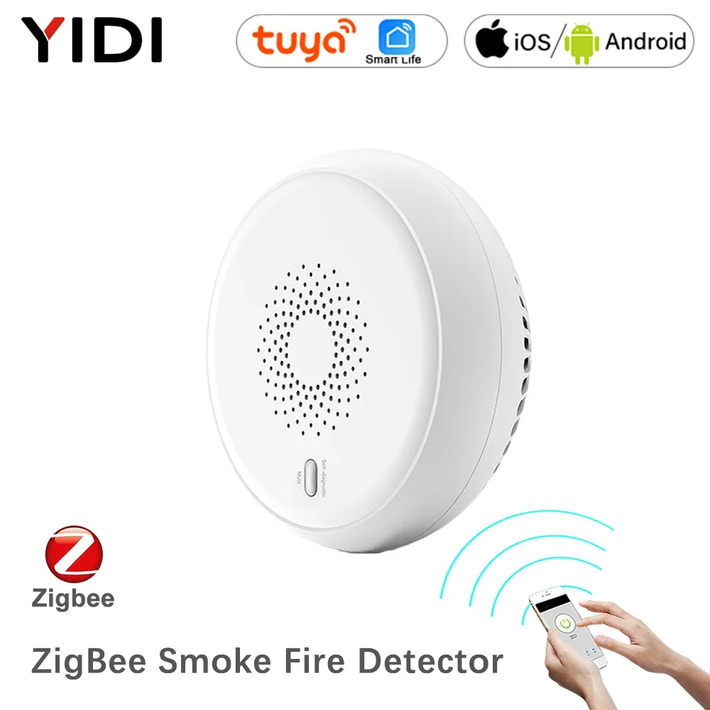 

Zigbee Smart Smoke Fire Alarm Sensor Detector Home Security System Battery-powered Alarm Wireless Smart Life Tuya App Control