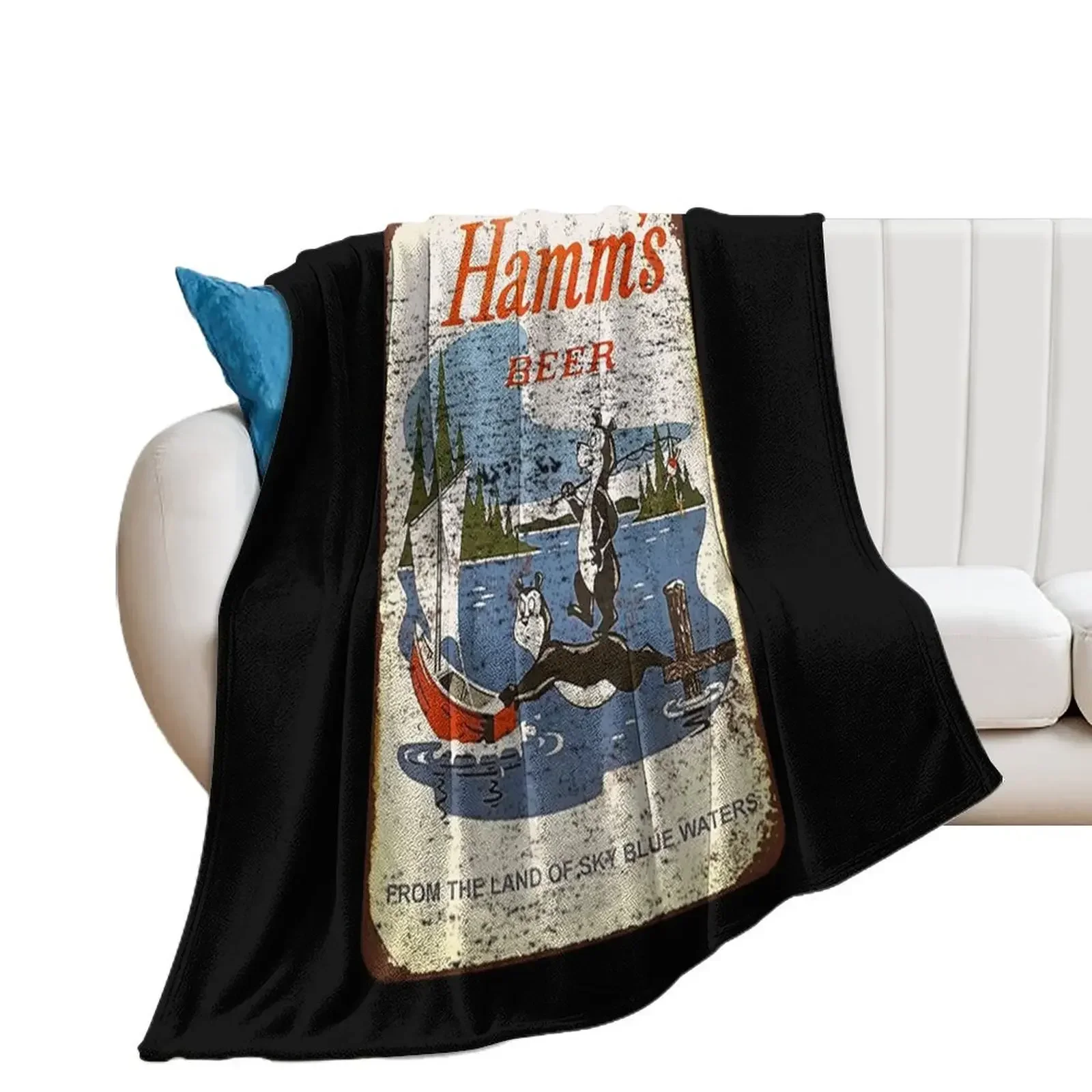 

Hamms T-ShirtHamms Beer Sign Bear Vintage Distressed Throw Blanket Bed blankets and throws Blankets