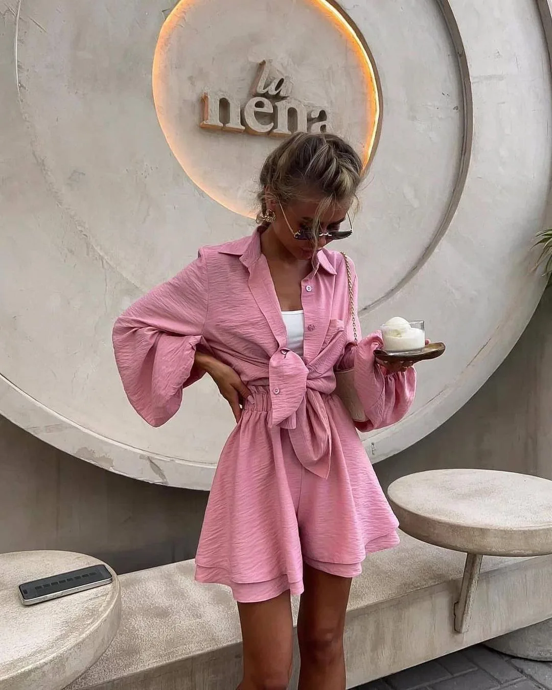 

Women's Casual Loose Shorts Suit 2-piece Set Women's Suit Holiday Loose Simple Fashionable Shorts Suitable For Women In Summer