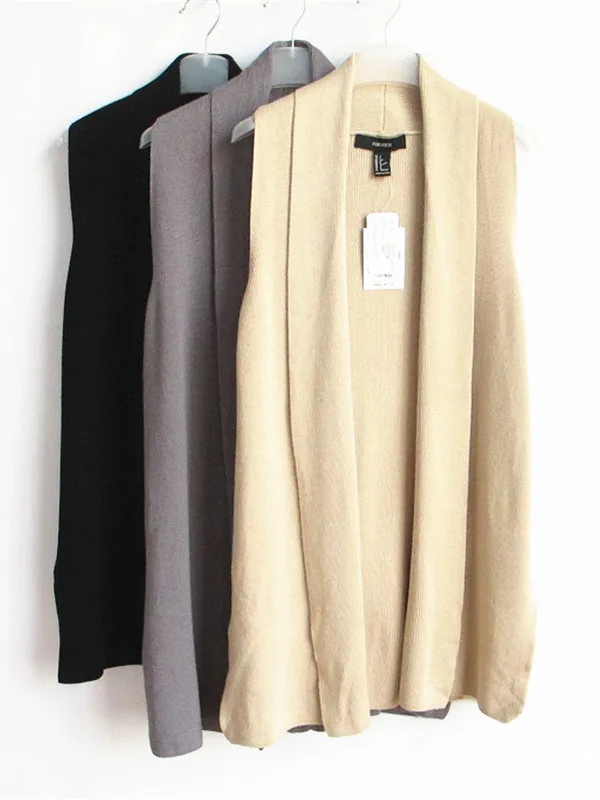 

Женский вязаный кардиган F21 Series B11913 без рукавов с отложным воротником, на пуговицах, весна 2024, смесовая ткань вискоза-нейлон