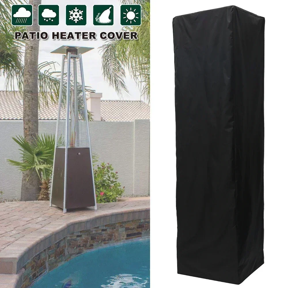 Patio Heater Cover Heavy Duty Waterproof Square Glass Tube Heater Cover Outdoor Dustproof Heater Cover with Zipper for Garden