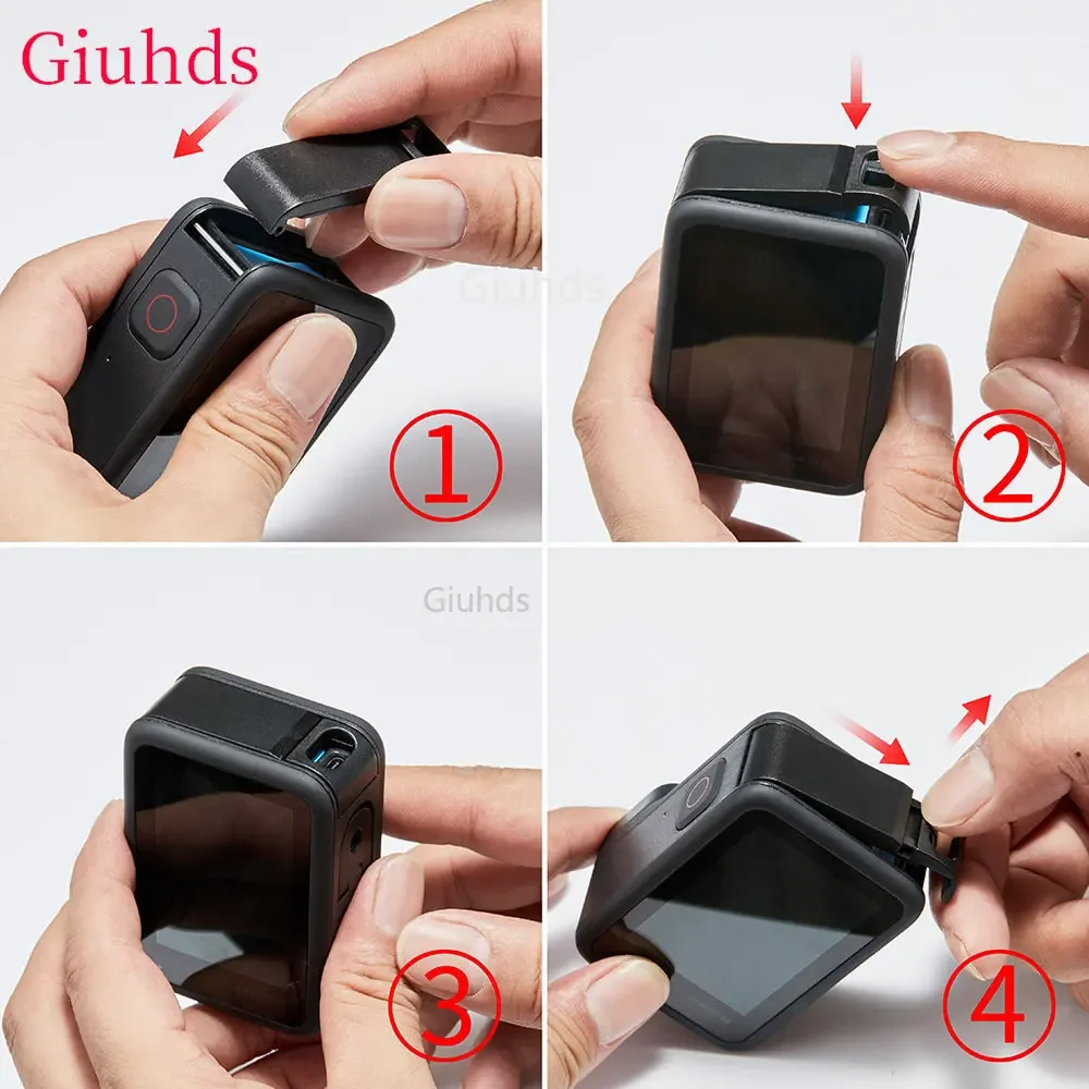 Custodia in Silicone per GoPro Hero 12 11 10 9 protezione dello schermo in vetro temperato nero pellicola protettiva copertura del cappuccio