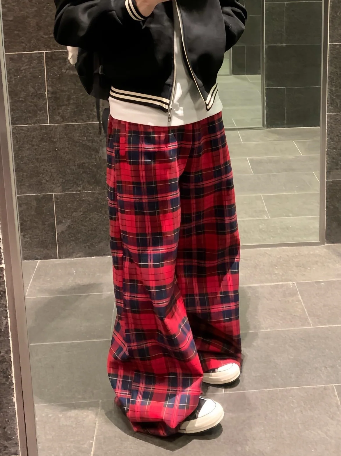 

American Retro Cheered Dstring Loose Men's Casual Pants Color Blo Wide Leg Floor-Length Trousers Trendy Ins Sle