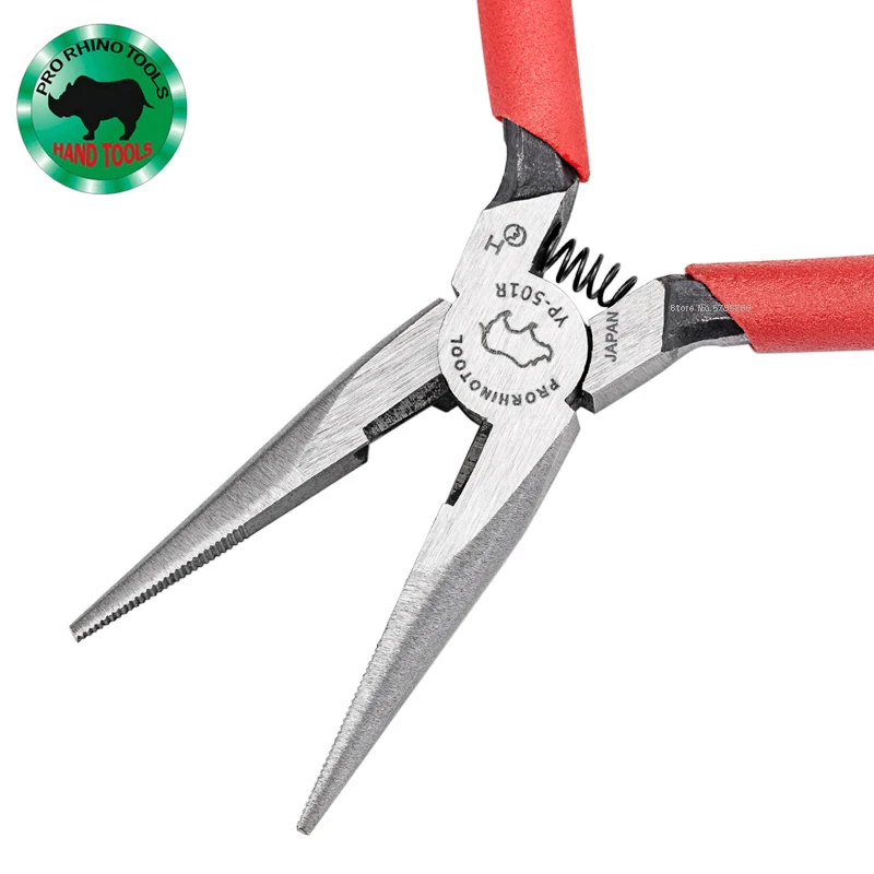 Alicates de punta larga RHINO YP-501R japoneses de 125 mm (5 pulgadas), súper resistentes, para procesamiento de joyería y reparación.