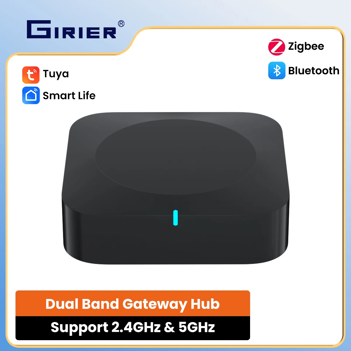 GIRIER Tuya Smart ZigBee Bluetooth Gateway Hub 2.4G & 5G Wireless Multi-mode Gateway Bridge for Home Automation Mesh Networking