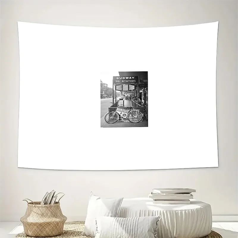 Vintage Subway Station Tapestry Wall Hanging Retro Train Scene Decor Urban Photography Backdrop Artistic Room Divider Travel Aes