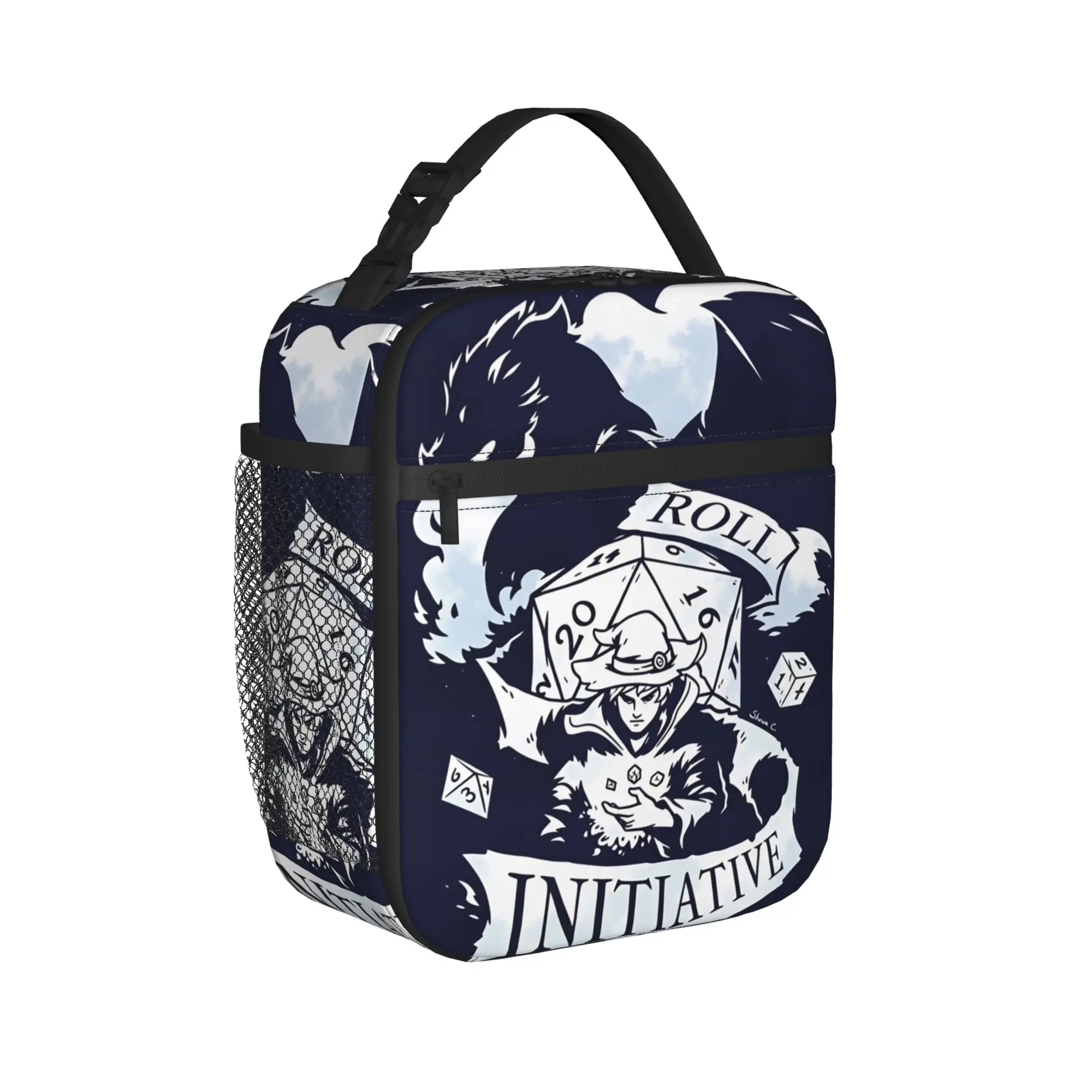 Medieval Dragon And D20 Dice Dnd Lunch Bag Lunch Box Outdoor Picnic Portable Tote Food Bags For Women Oxford Design Cooler Bag
