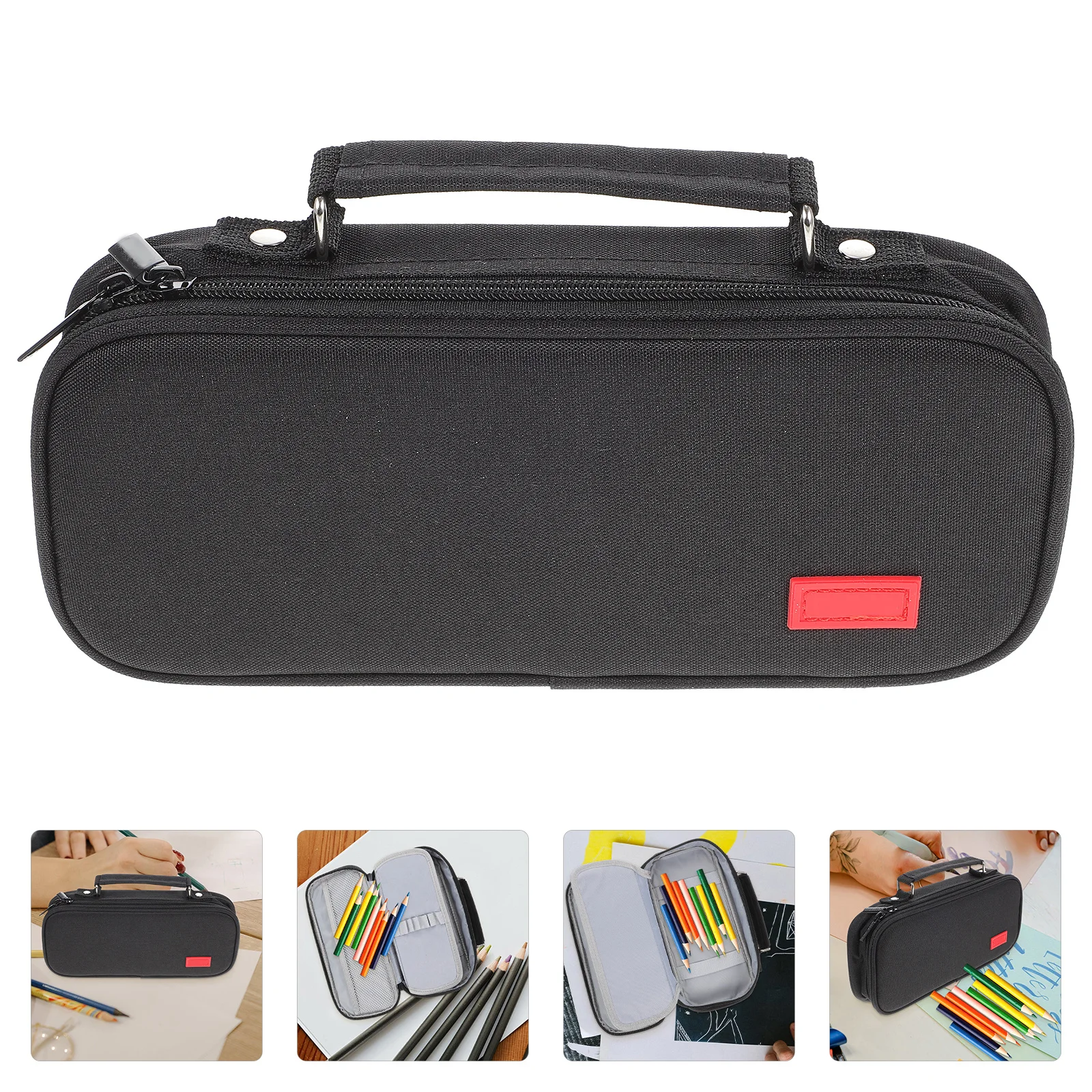 

Creative Pencil Bag Portable Lightweight Canvas Zipper Pencil Pouch Large Capacity Multi-Function Pen Supply Organizer