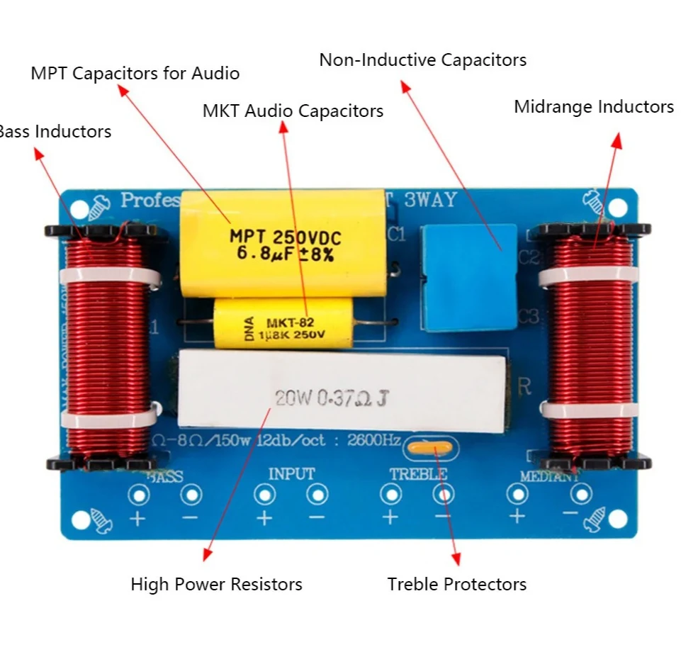 10 قطع 8 بوصة ثلاثة مقسم صوت عالي الدقة 3 قنوات، تردد عالي + تردد متوسط + مرشح مكبر صوت مقسم منخفض التردد