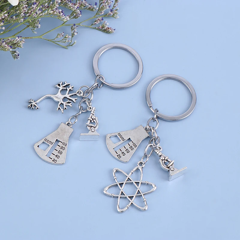 1pc Chemical Molecule Microscope Measuring Cup With Multiple Accessories Keychain Creative Pendant Keychain