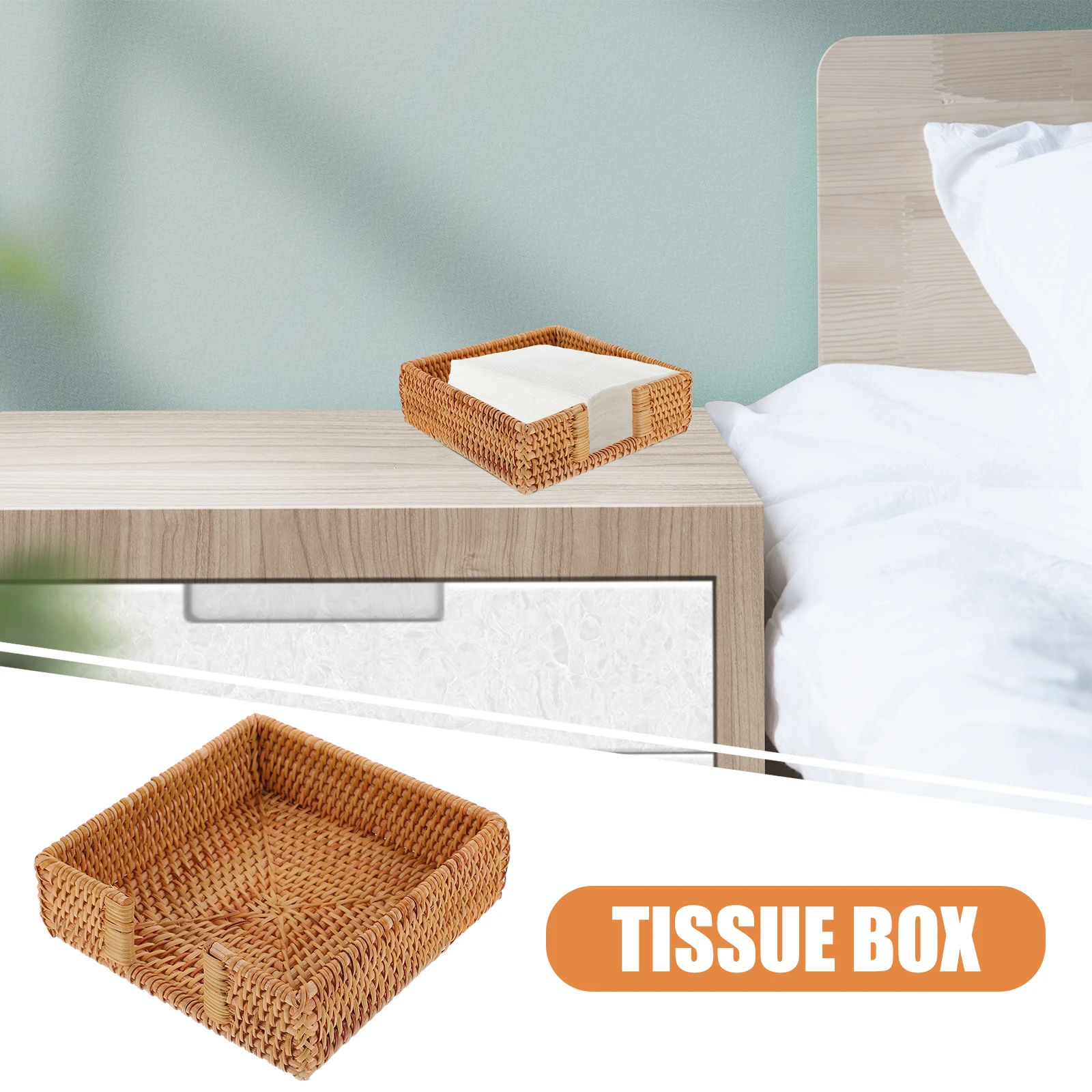 

Rustic Napkin Box Woven Cloth Tissue Storage Holder Household Decorative Desktop Paper Towel Container Multi-Use Bedroom Car