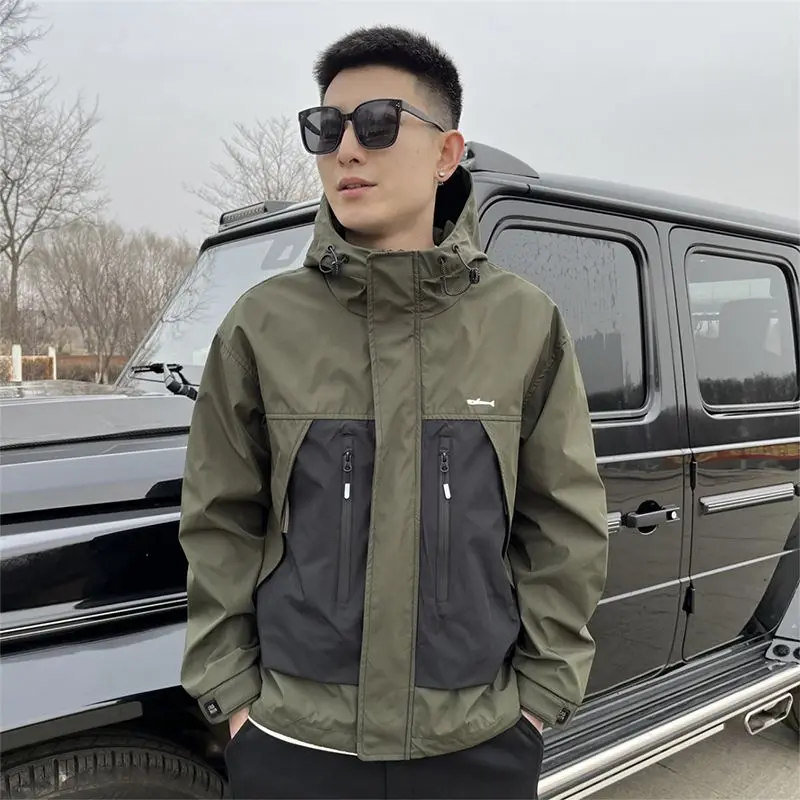 

Men's Casual Autumn Fall 2025 Jacket Loose Fit Hooded Windproof Workwear Coat Outdoor Fashionable Outerwear