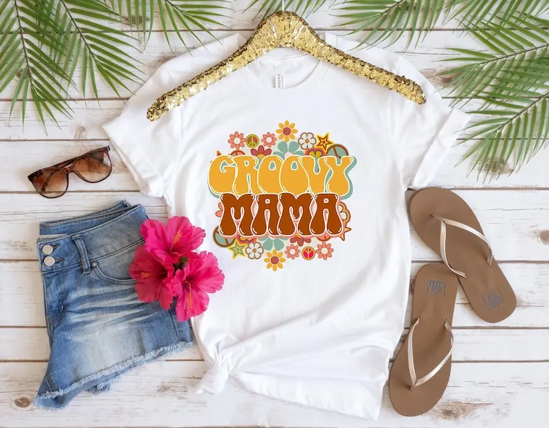 

Groovy Mama Shirt Birthday Party Outfit, Groovy Mom Tshirt Mama Gift, Hippie Mom Party Gift for Her 100%Cotton Harajuku goth y2k