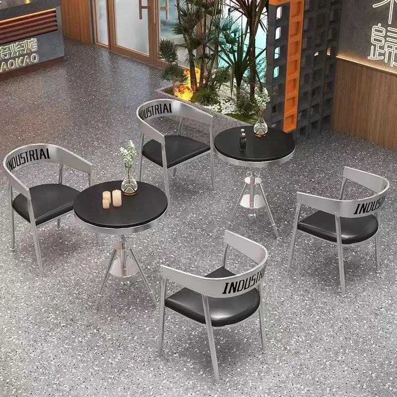 Industrial style wrought iron, commercial round table chair Internet celebrity restaurant catering shop