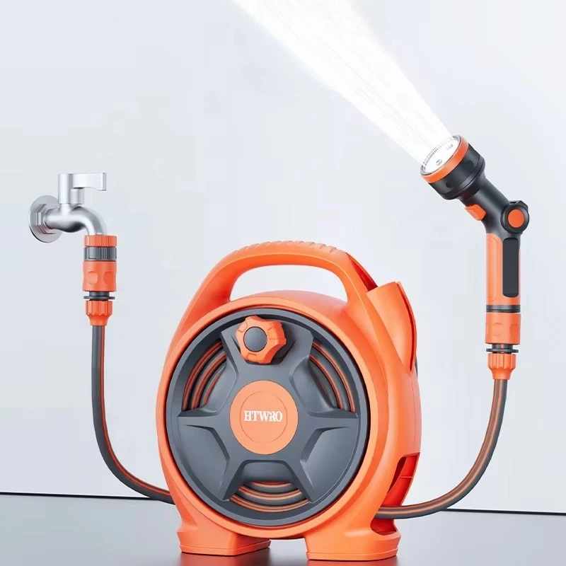 

Multi-Function Mini Garden Hose Reel Retractable Water Hose with Adjustable Spray Nozzle