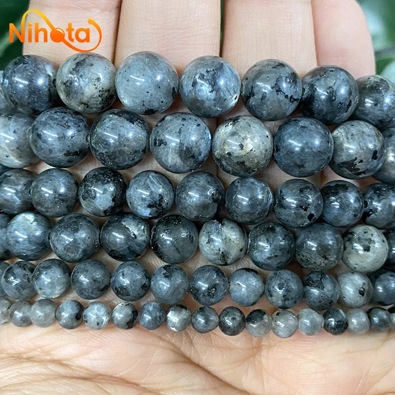 Natural Stone Black Labradorite Round Loose Beads For DIY Earrings Bracelet Accessories Jewelry Making 15\'\' Strand 4/6/8/10/12mm