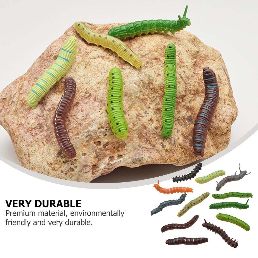 24 Pcs Artificial Caterpillar Figurine Set Decoration Toy Bonsai Animal Home Model Premium Plastic Tree