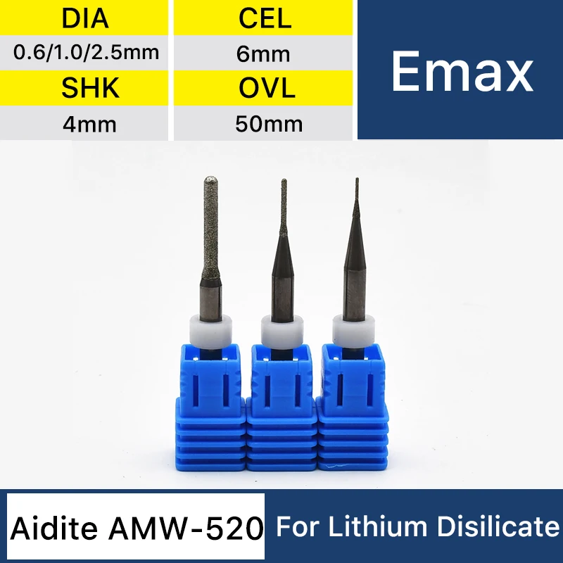 Cad Cam High quality Dental Aidite AMW-520Tools Cutters For lithium disilicate block Shank Diameter 4mm for Dental Lab