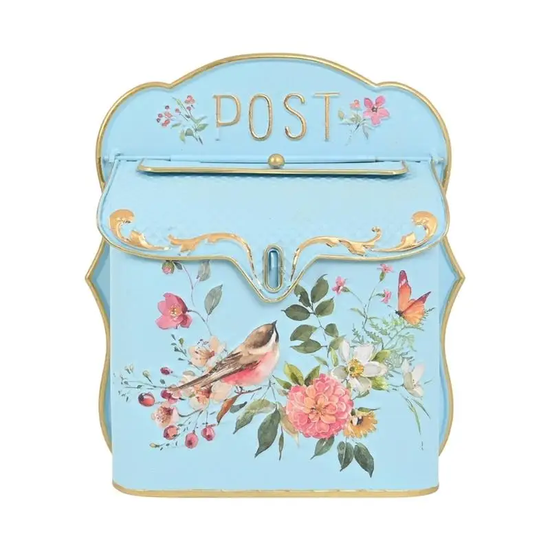 Wall Mounted Mailbox for Entryway Placement, Decorative Iron Letter Box with Exterior Finish and Lift-Up Mail Flap D2RD