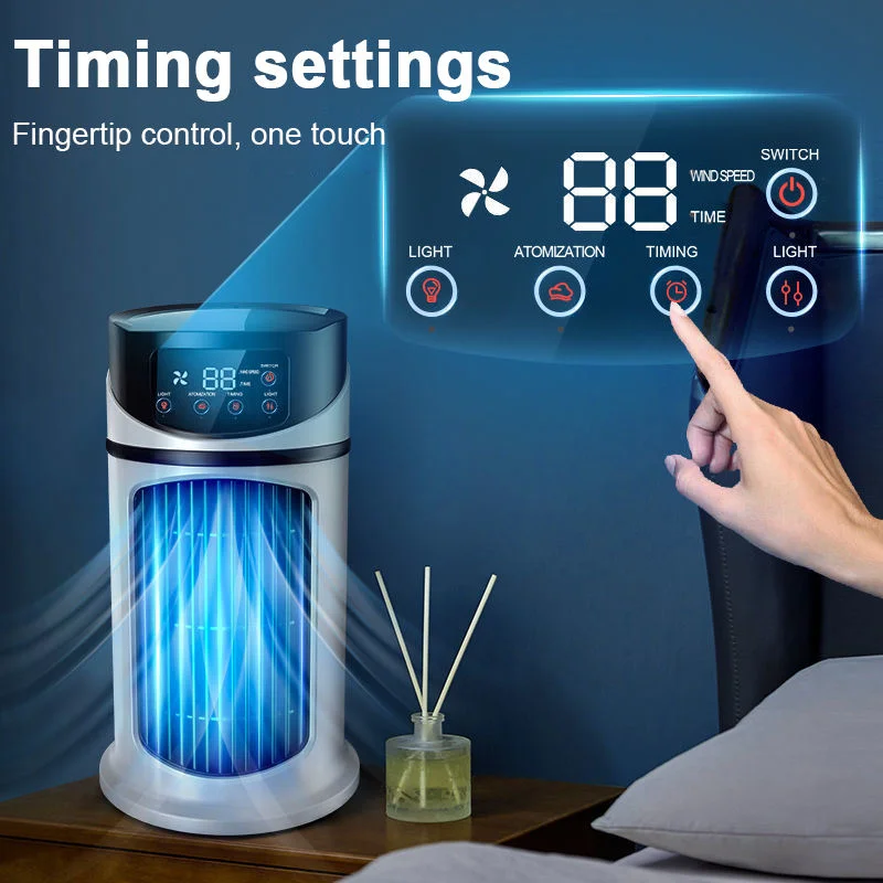 

Портативный USB-охладитель воздуха для рабочего стола с функцией увлажнения, бесшумный настольный вентилятор с регулируемой скоростью обдува.