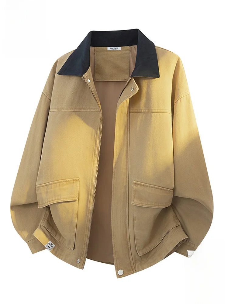 

PaulFrank American Sle Workwear Jaet Men's Vintage Waed Patchwork Collar Coat Large Mouth Monkey Casual Outerwear