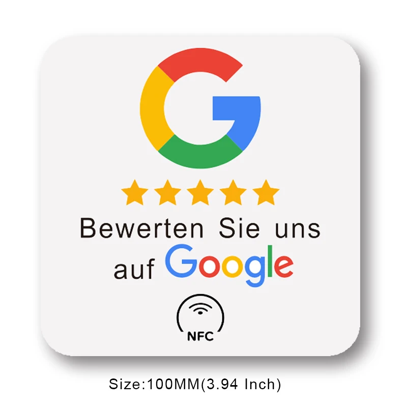 Deutsches Schreiben von NFC-gedruckten Karten, Plattenaufklebern, Ständer für Google Bewertungen, Instagram, WhatsApp, Hahn NFC