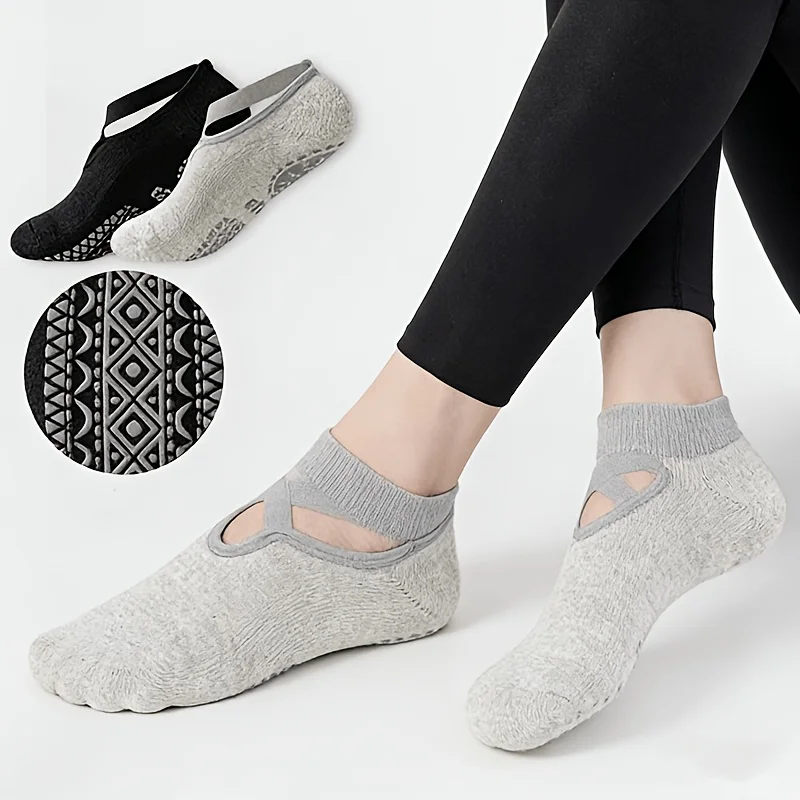 Yoga Socks for Women Non Slip Cross Strap Pilates Socks Breathable Anti-skid Barre Ballet Dance Gym Fitness Sports Socks