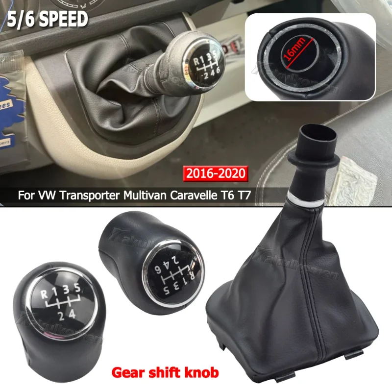 Leather Boot For VW Volkswagen T6 T7 Transporter Multivan Caravelle 2016 2017 2018 2019 2020 Car 5 6 Speed Gear Stick Shift Knob