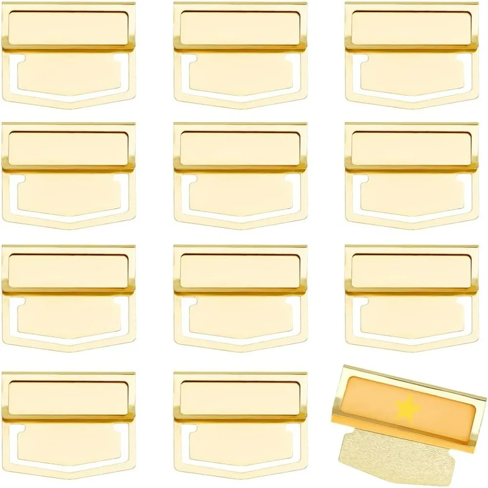 

12pcs Golden Bookmark Clip Mini Index Label Clip Stainless Steel Planner Clips for Notebook Accessories Fun Office Supplies