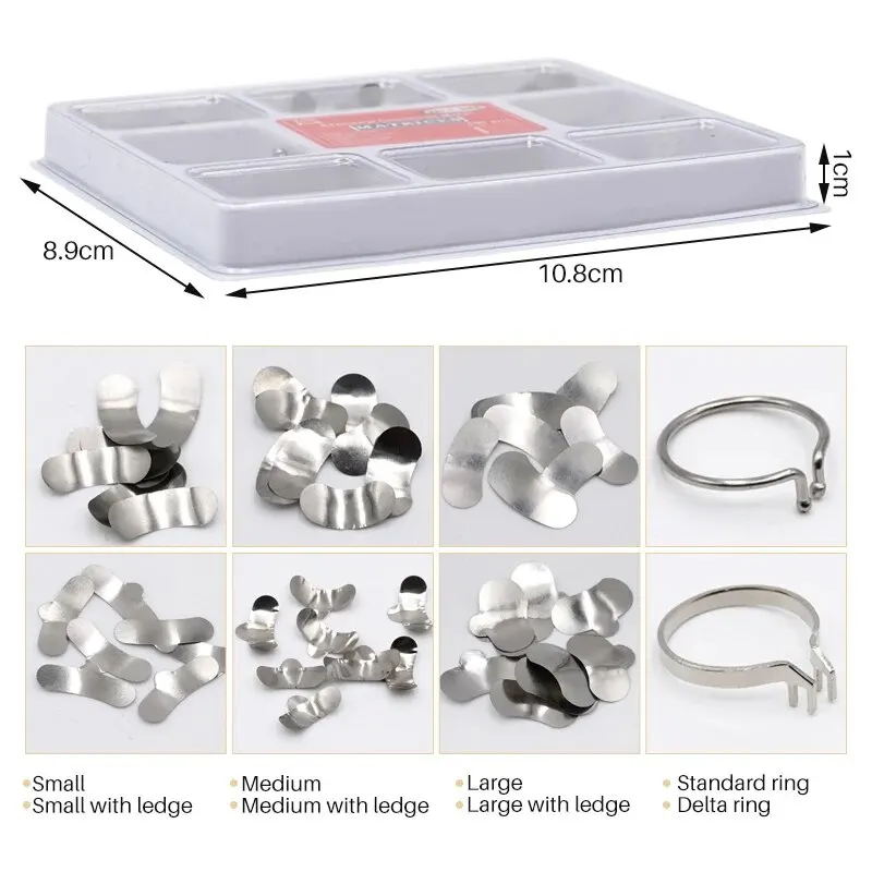 100Pcs/Box Dental Sectional Matrix System Band Resin Clamping/Seperating Ring Dentist Tools with Springclip Care Tool - view 5