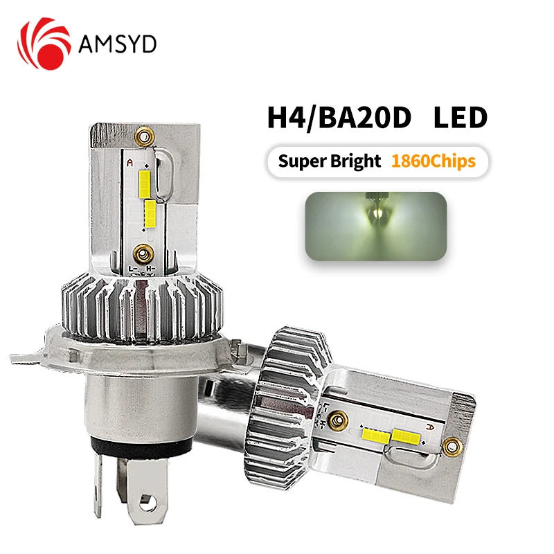 1PC H4 BA20D LED Motorcycle Headlight Bulb DC 11V-60V 2000LM 6500K Moto Light 1860 Chip HS1 H6 Scooter Motobike Head Lamp