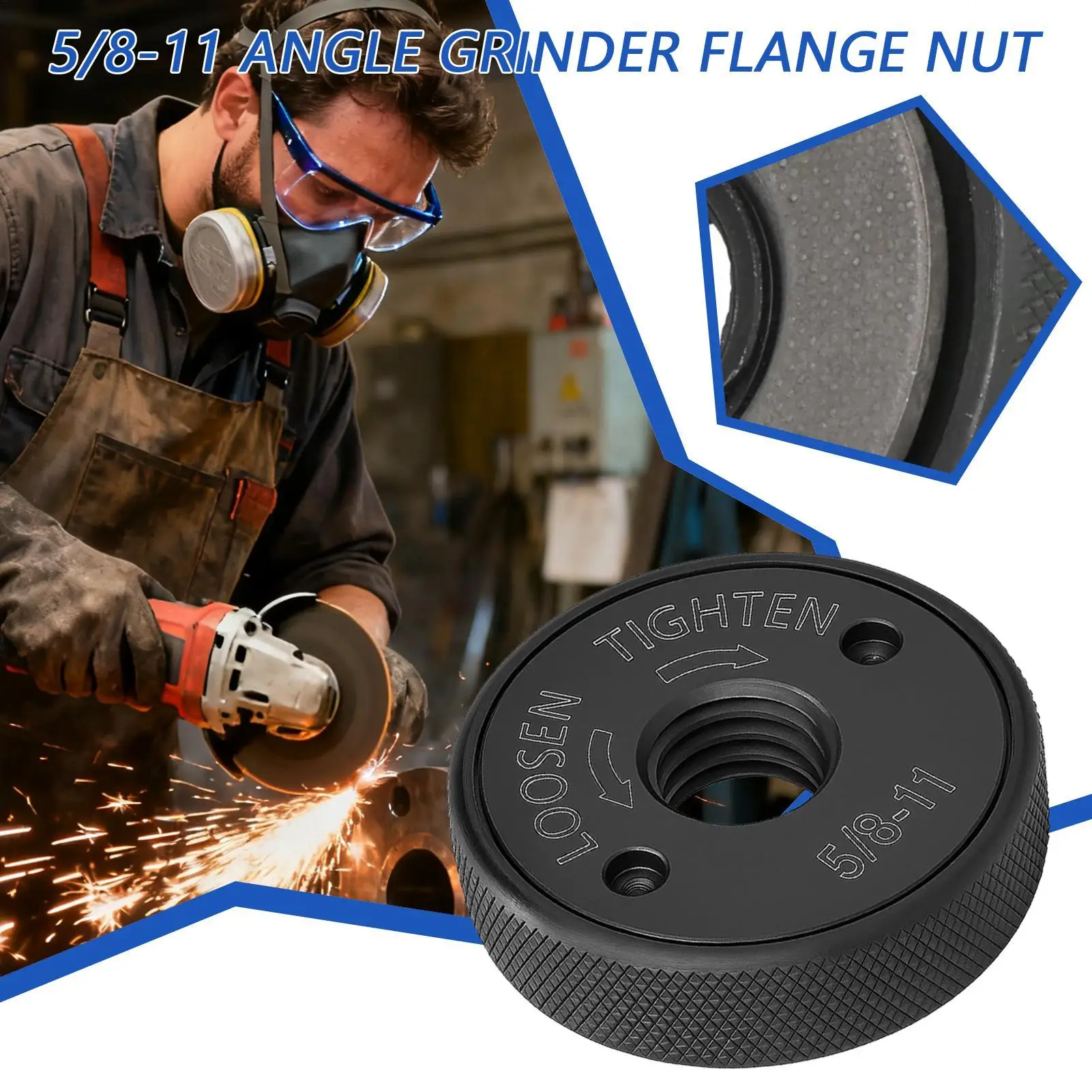 

Angle Grinder Flange Nut Self-Locking Non Slip Parts Self Tightening Lock Nut for Repair Machining Engineering Construction
