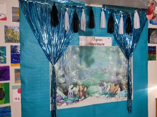 Mermaid Princess Photocall Photography Background Girl 1st Birthday Decor Glitters Mermaid Tail Balloon Backdrop Photo Studio