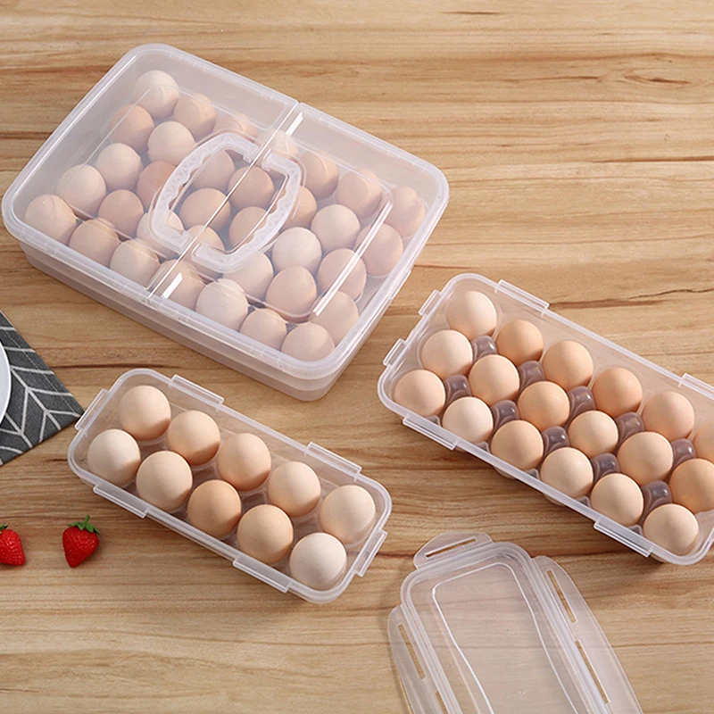 10/18/34 Grids Kitchen Handheld Egg Carton Refrigerator Egg Organizer Household Egg Storage Tray Fresh Box