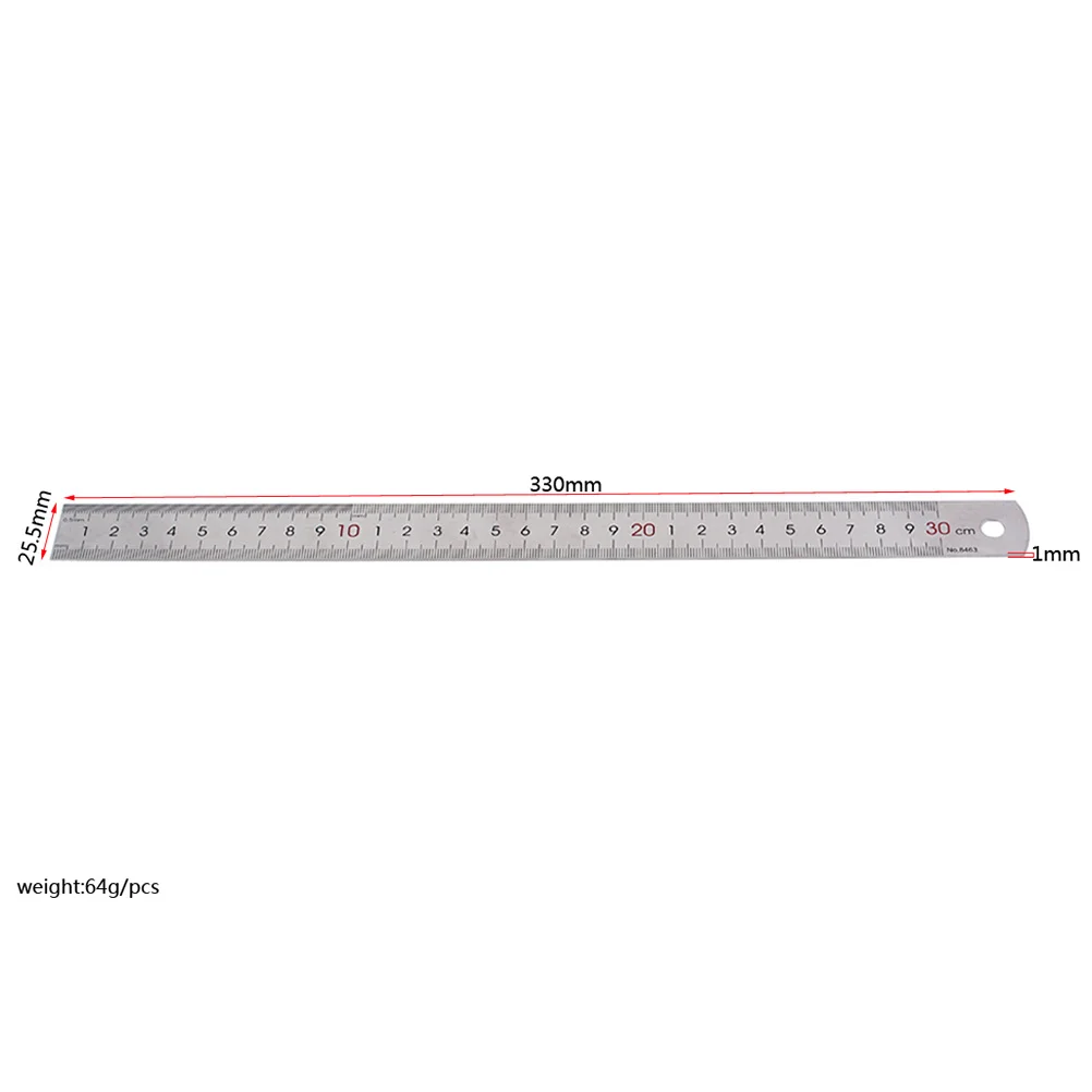 

Metal Measuring Ruler Stainless Steel Straight Double Sided Ruler with Hanging Hole Conversion Table for Carpentry Engineering