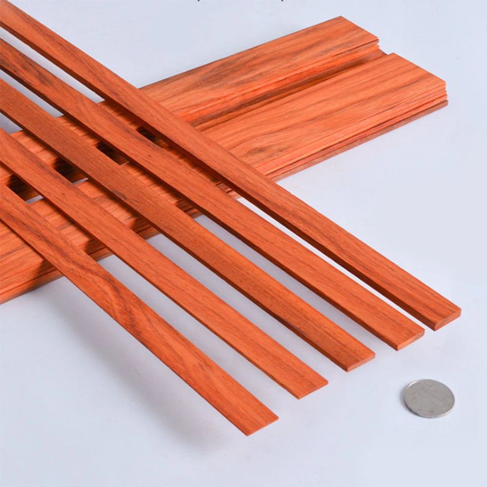 5Pcs Length 500mm African Padauk Solid Wood Strips Thin Wood Board Width 10-35mm DIY Speaker Box Blanks Natural Hardwood Lumber