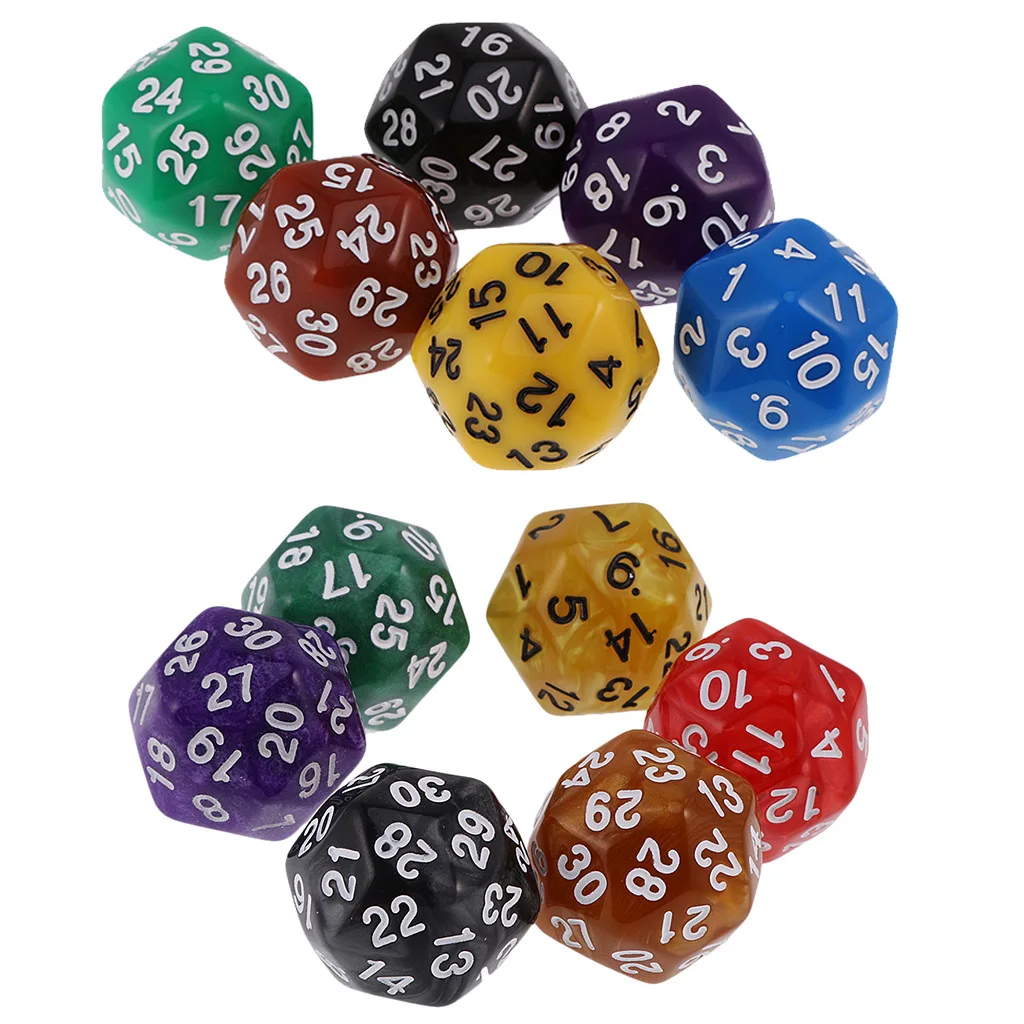 1 Piece Dice Colorful Digital Dice Puzzle Game  30 Sided Dice