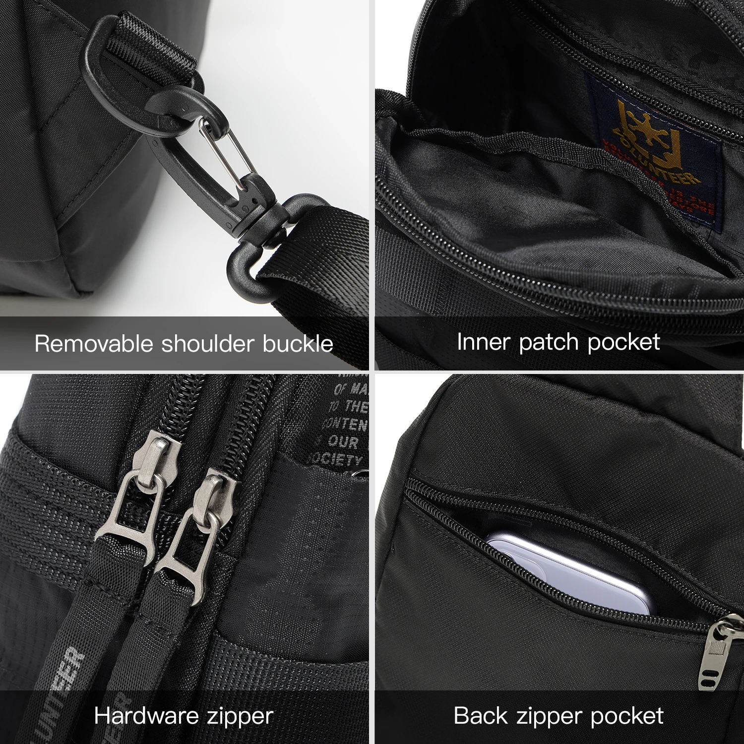 Volunteer Oxford Cloth Chest Sling Bag for Men Casual Multifinonal Outdoor Travel Running Mens Crossbody Shoulder Bags 1829-14