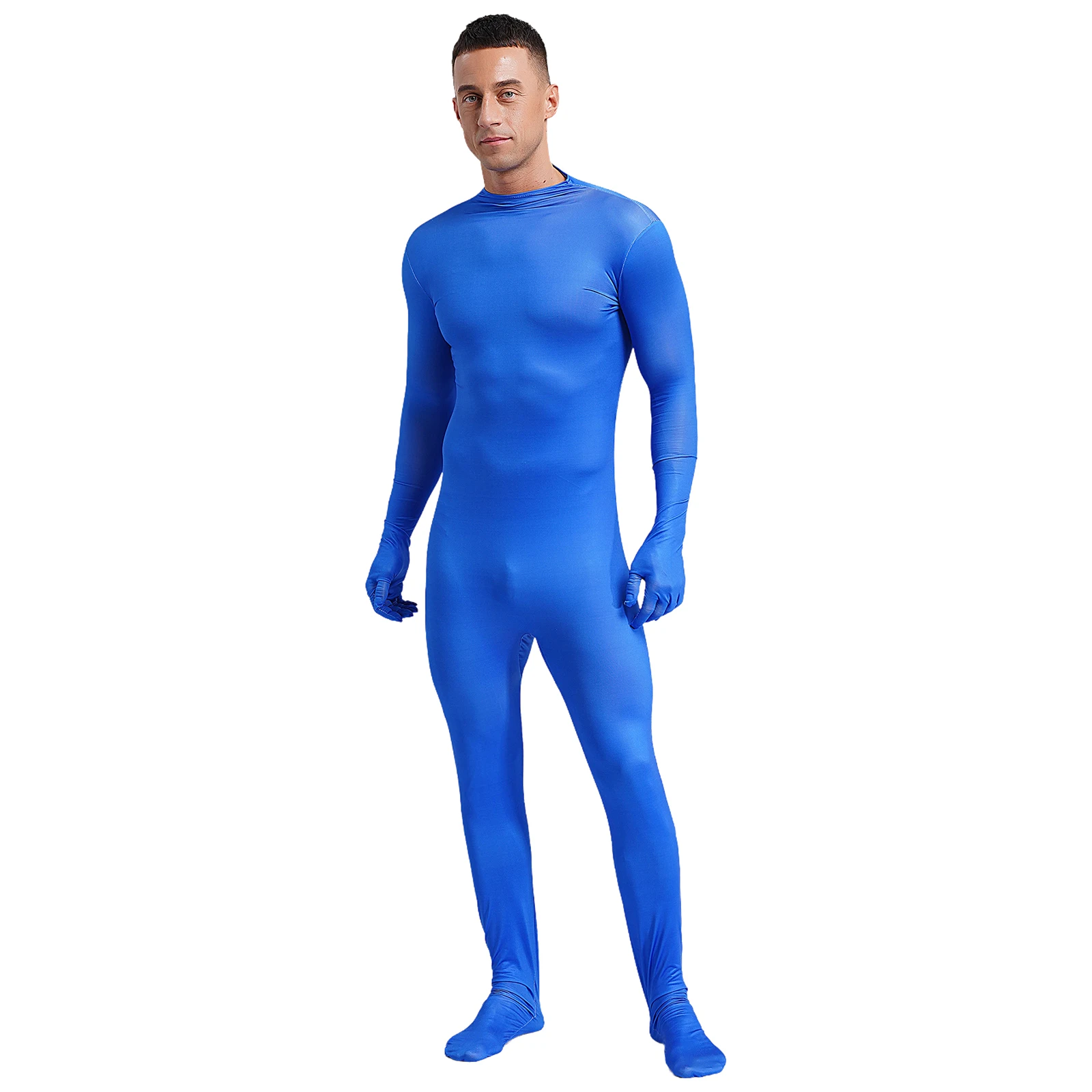 Spandex Zentai Full Body Skin Tight Jumpsuit Long Sleeve with Gloves Stockings Bodysuit Costume for Women Unitard Dancewear