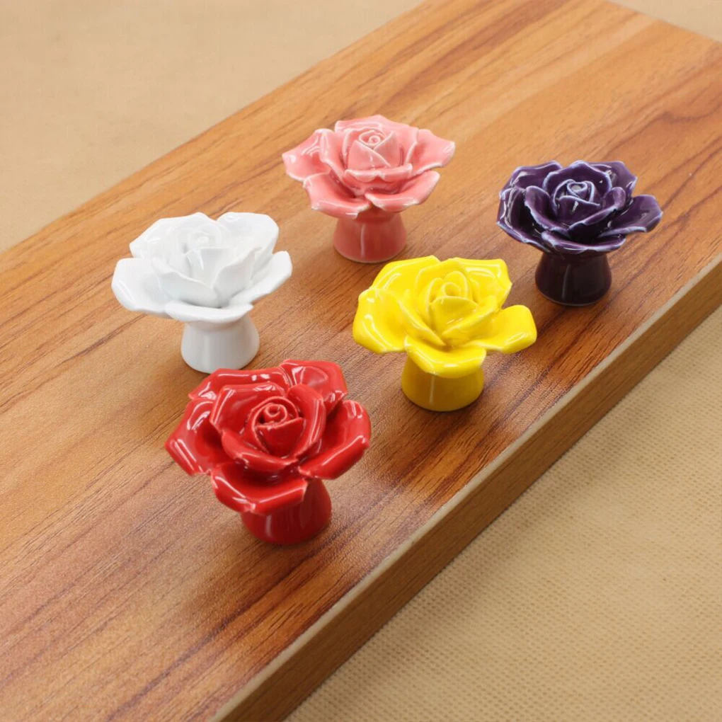 Unique Flower Ceramic Cabinet Handles For Decorative Flower Ceramic Door Knob Ceramic Knob