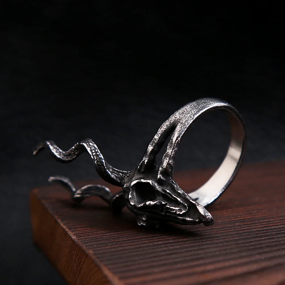 Small Size Vintage Sheep Head Ring Stainless Steel Black Sheep Skull Ring For Men Biker Fashion Punk Jewelry Gifts Dropshipping image 4