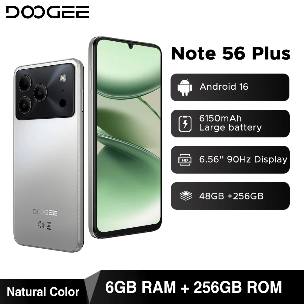 Global Version DOOGEE Note56 Plus Android 16 Smartphone 48GB+256GB