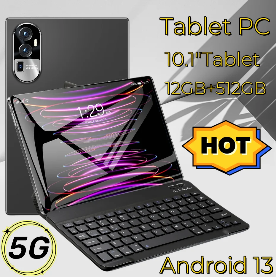 2024 Global Edition 15 Pro Tablet 10.1-inch Android 13 16GB+1TB 5G Dual-Card Bluetooth WiFiGPS HD Large Screen Practical Tablet