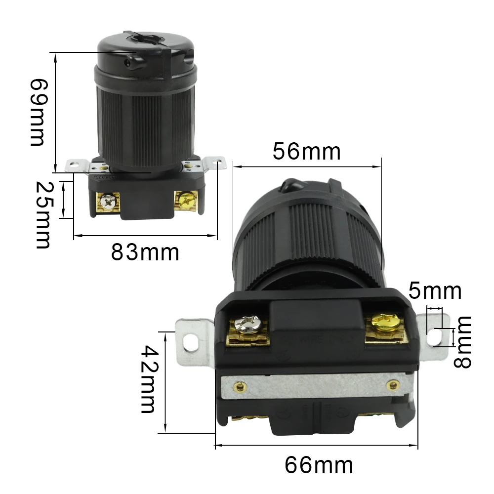 RV AC Plug Socket Adapter Plug for Generator NEMA L14-30 4-Pin Receptacle 120V 220V 30A Male and Female Receptacle Twist Locking