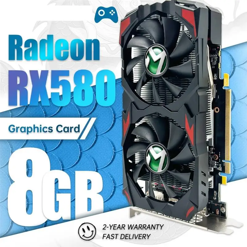 Top AMD Radeon RX580 8GB Graphics Card GDDR5 placa Video Card PCIE 3.0×16 GPU support for Gaming Desktop Computer Combo