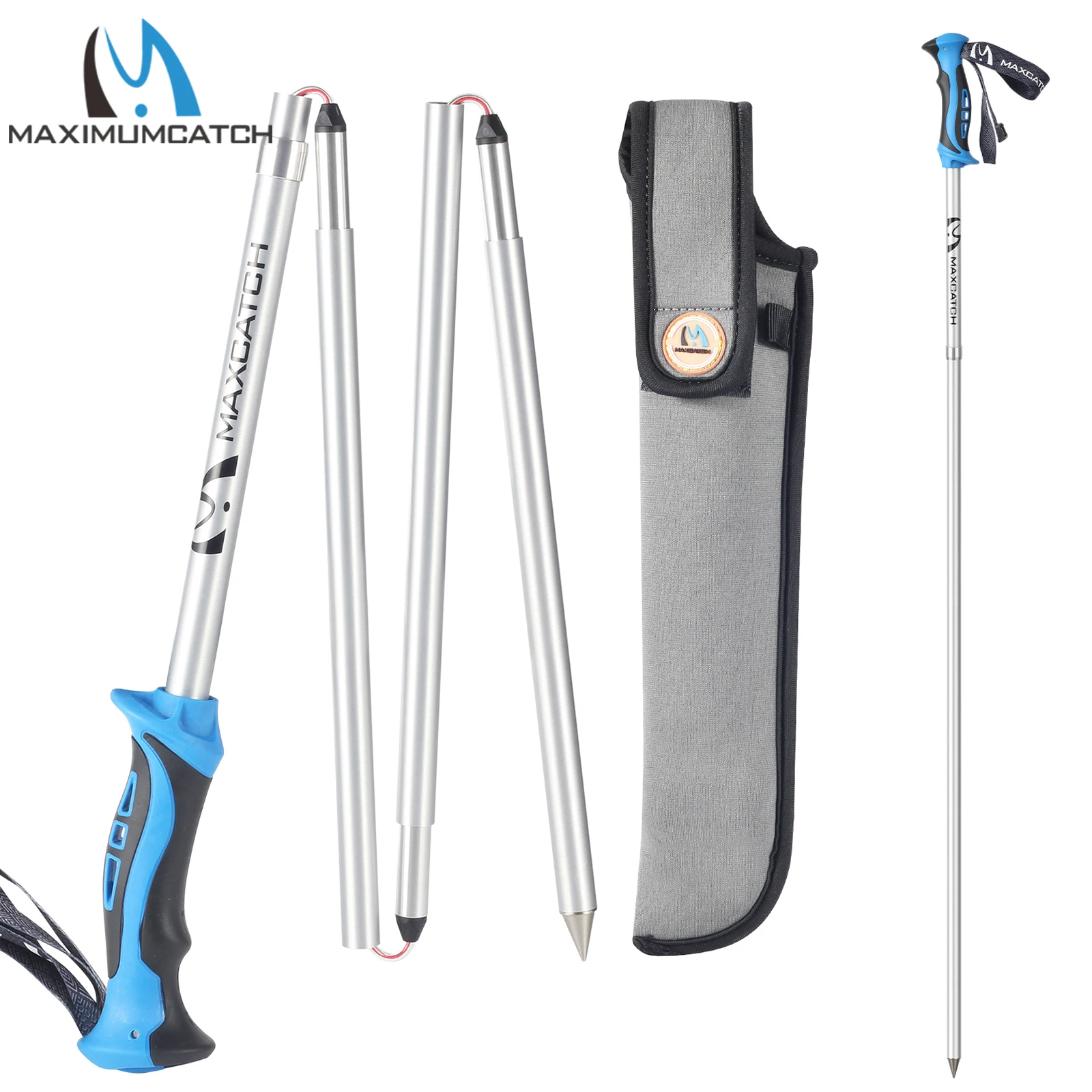 MAXCATCH Aluminum Wading Staff Collapsible Fishing Stick Foldable Hiking Wading Pole Fishing Accessory