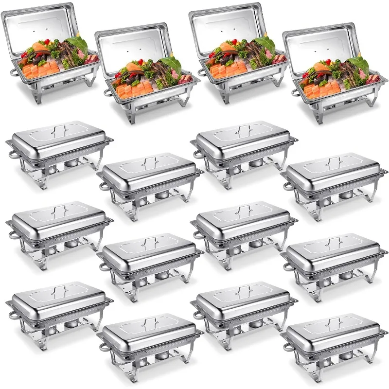 Buffet Set 9 Qt Stainless Steel Chafer Set Catering Buffet Servers and Warmers with Foldable Frame, Food Pa