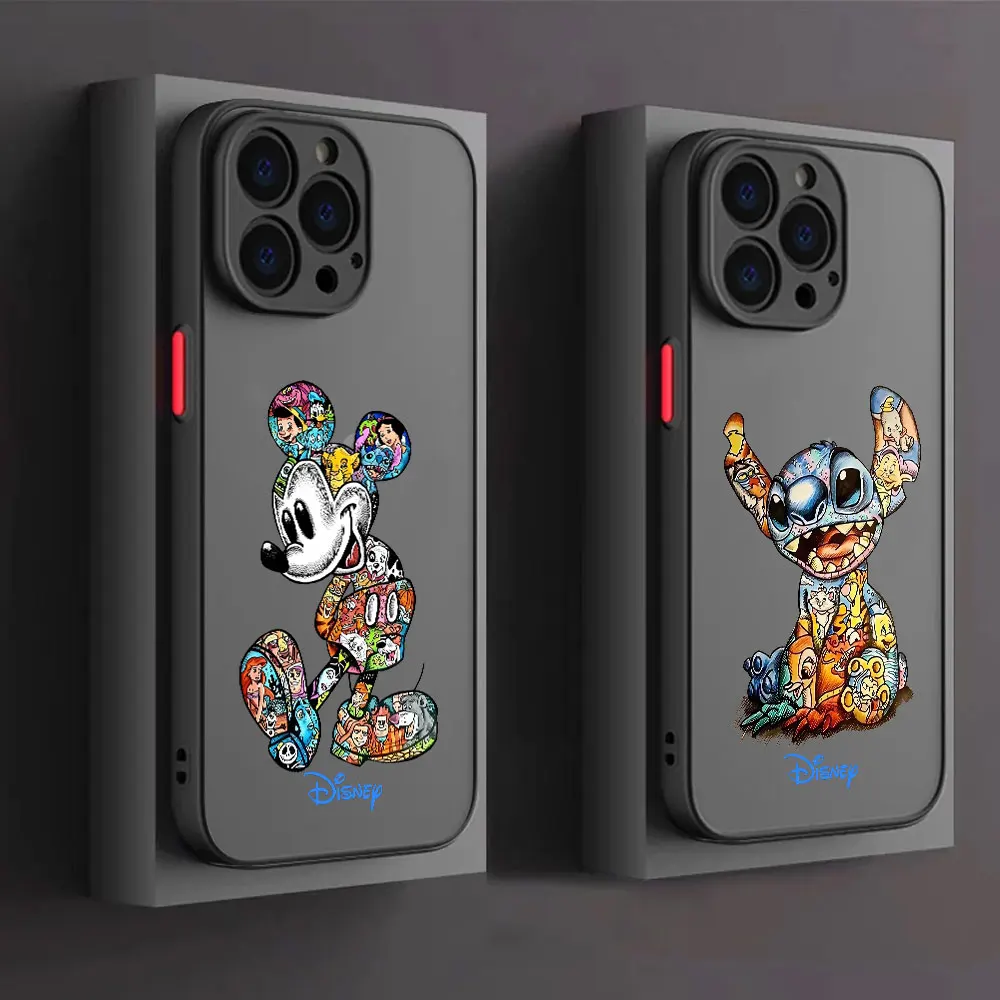 Disney Mickey Stitch Minnie phone Case For Apple iphone 14 11 pro 12 Mini 8 Plus X 13Pro 7 6s SE XS Max 15 6 fundas Matte Cover