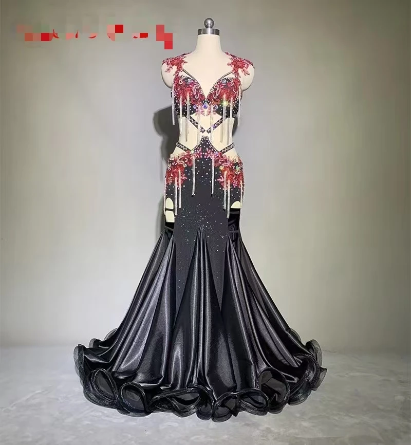 Traje de actuación de danza del vientre personalizado, diseño Original, temperamento, cadera negra, falda oscilante grande, traje con sujetador para danza del vientre