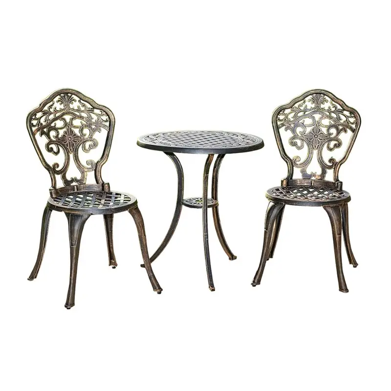 

Набор антикварной алюминиевой садовой мебели в европейском стиле, уличный патио, кафе, стол, стулья для столовой для гостиницы, школы и внешнего использования